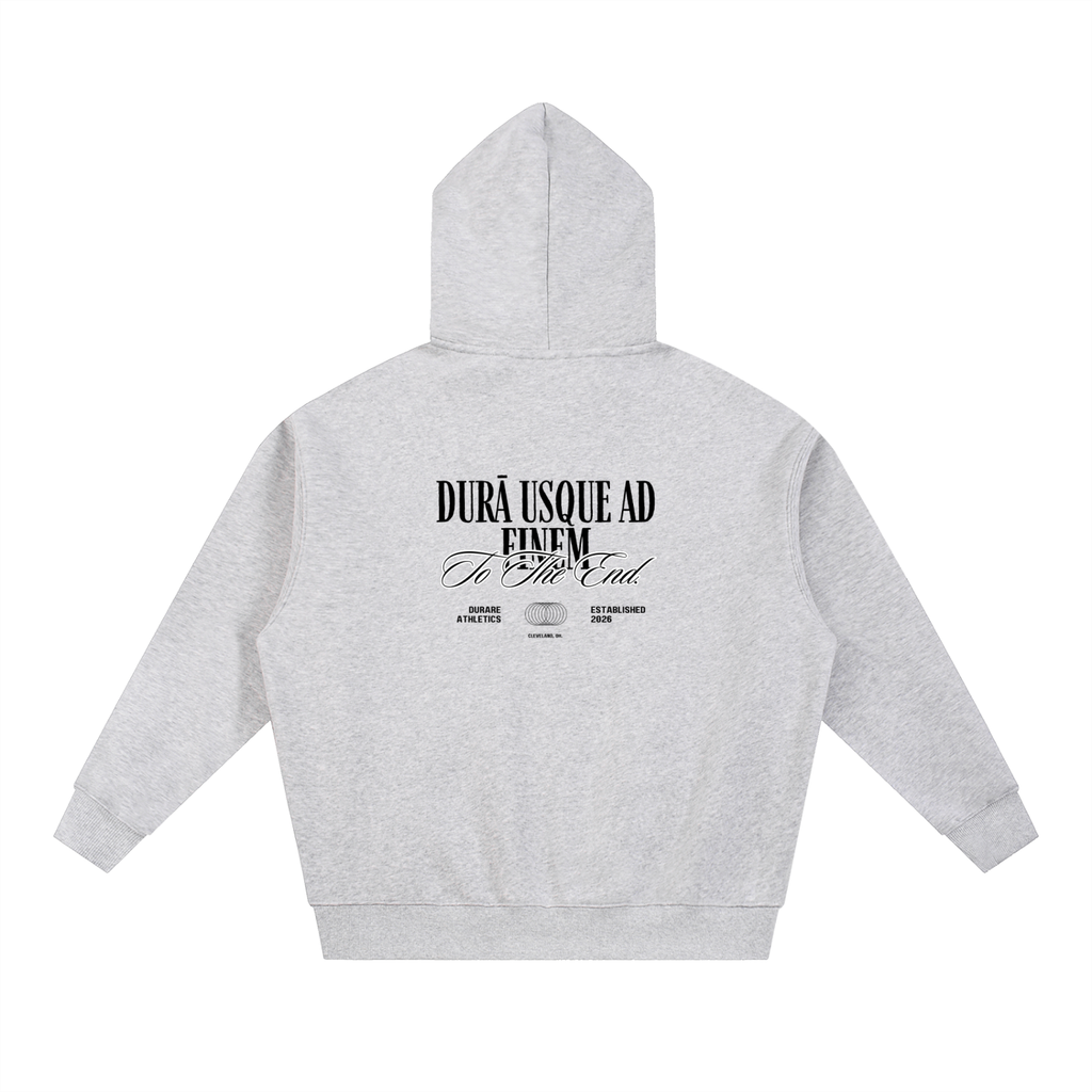 To The End Zip-Up Essential Oversized Fleece Boxy Hoodie