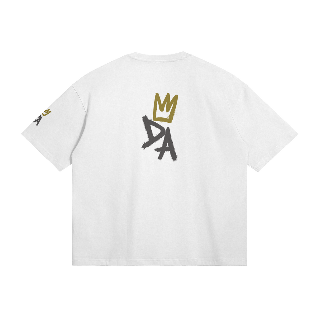 Back view of the Durare Graffiti Tee featuring a crown design and modern boxy silhouette.